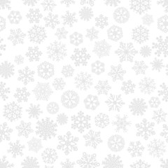 Seamless pattern of snowflakes, gray on white
