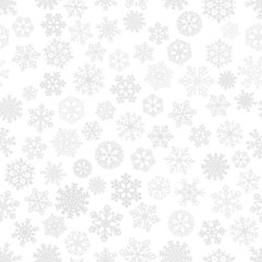 Seamless pattern of snowflakes, gray on white