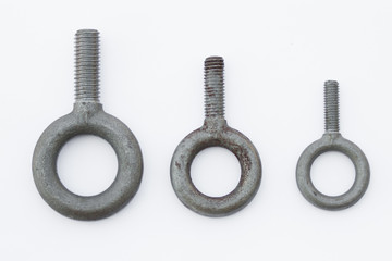 Silver hook screw isolated on white background