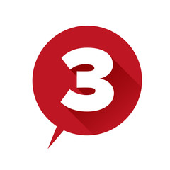 Number three icon - flat style