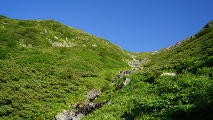 赤石岳と渓谷
