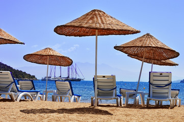 Mediterranean beach during hot summer day