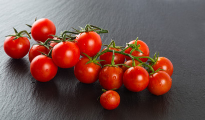 Ripe Fresh Cherry Tomatoes on Branch