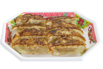 Asian appetizer menu fried dumpling or  gyoza in japanese word