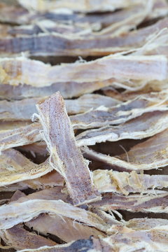close - up delicious dried squid snack