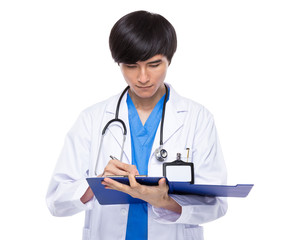 Doctor write on clipboard