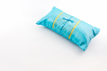 Blue pillow.