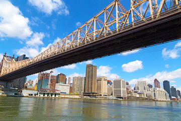 Queensboro Bridge and view on Manhattan from Roosevelt Island