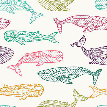 Fototapeta Whales seamless pattern