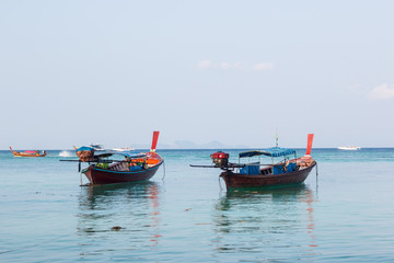 Naklejka na ściany i meble boat on beach of island in Lipe, Thailand