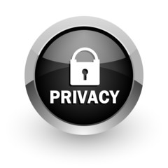 privacy black chrome glossy web icon