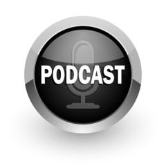 podcast black chrome glossy web icon
