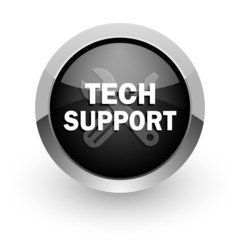 technical support black chrome glossy web icon
