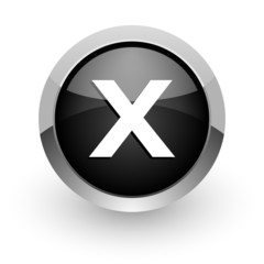 Fototapeta premium cancel black chrome glossy web icon