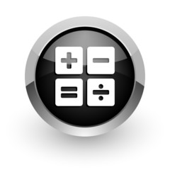 calculator black chrome glossy web icon