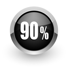 90 percent black chrome glossy web icon