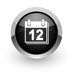 calendar black chrome glossy web icon