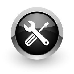 tools black chrome glossy web icon