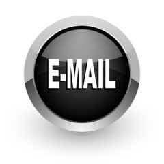 email black chrome glossy web icon