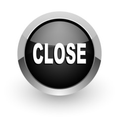 close black chrome glossy web icon