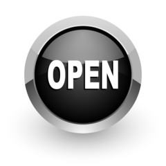 open black chrome glossy web icon