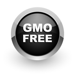 gmo free black chrome glossy web icon