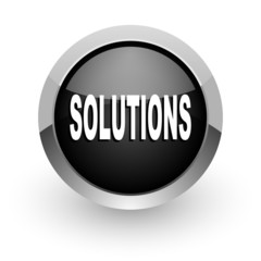 solutions black chrome glossy web icon
