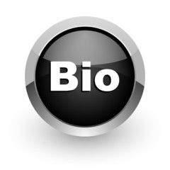 bio black chrome glossy web icon