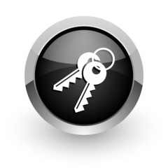 keys black chrome glossy web icon