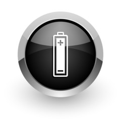 battery black chrome glossy web icon