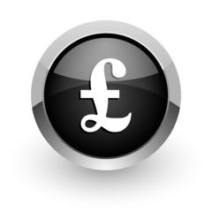 pound black chrome glossy web icon