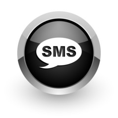 sms black chrome glossy web icon