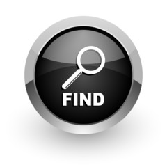 find black chrome glossy web icon