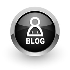 blog black chrome glossy web icon