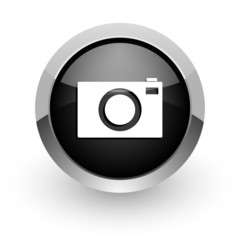 camera black chrome glossy web icon