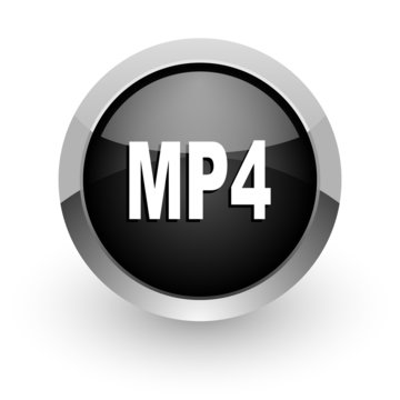 mp4 black chrome glossy web icon