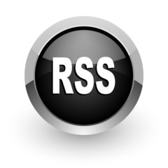 rss black chrome glossy web icon