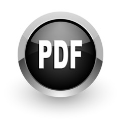 pdf black chrome glossy web icon
