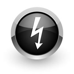 bolt black chrome glossy web icon