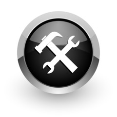 tool black chrome glossy web icon