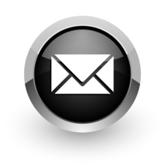 email black chrome glossy web icon