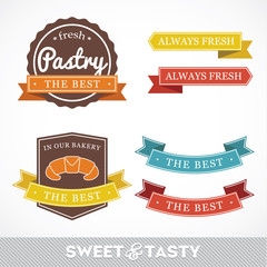Collection of signs labels with BAKERY