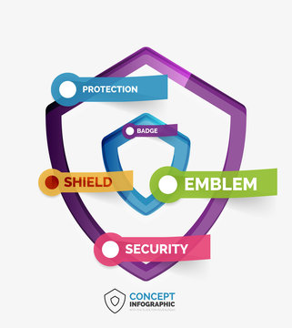 Vector shield icon infographic concept
