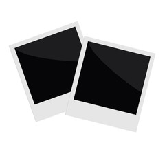 Two isolated instant photo in flat design style. Template.