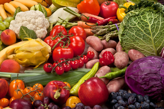 Assortment of fresh vegetables as a background