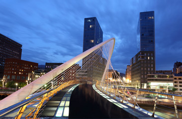 Pedestrian bridge in the city of Bilbao, Spain