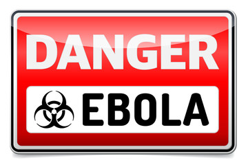 Ebola virus danger sign with reflect and shadow. Isolated sign.