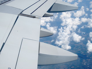 aeronautical wing parts in flight