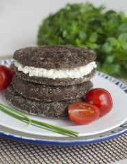 Loafs of rye bread with cream cheese