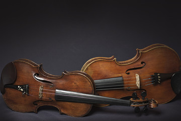 Beautiful violins in darkness